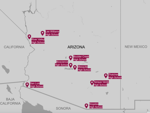 Map of AZ with ASU Impact Corps schools shown.